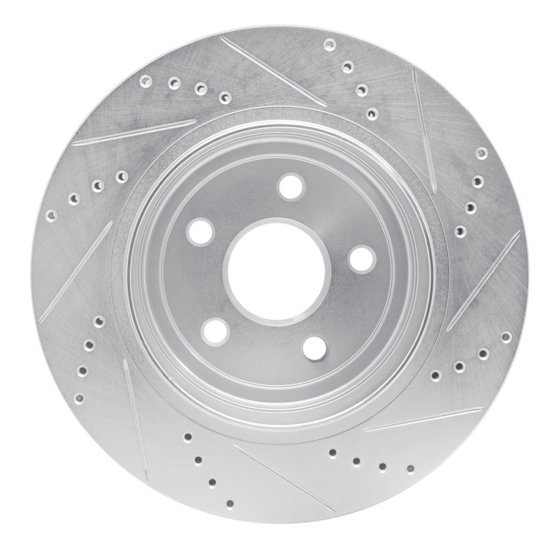 Dodge Durango Brake Rotor (1) - Rear Left - R1 Concepts - Drilled & Slotted - Silver - `12-`25